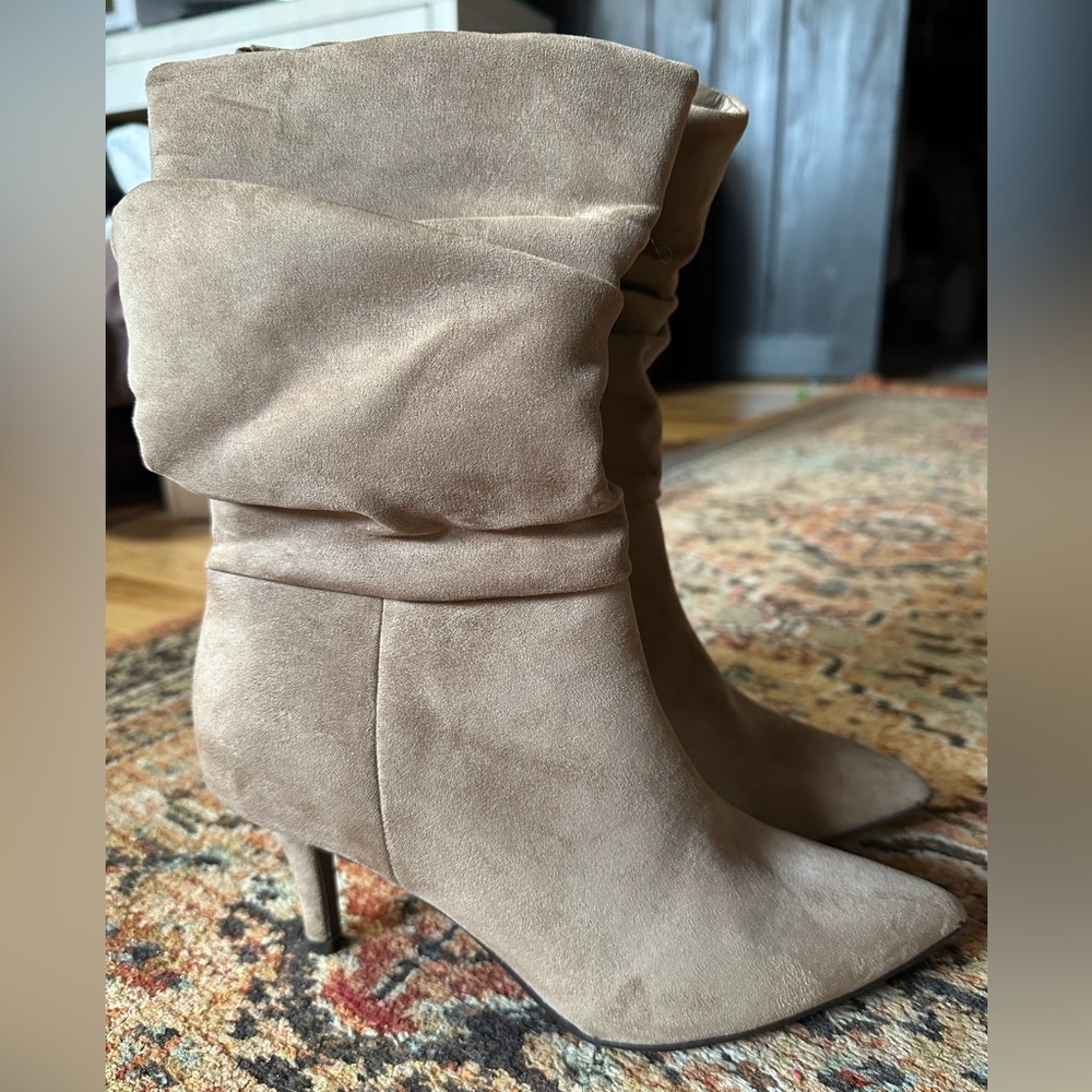 Esprit Taupe Suede Slouch Ankle Boots